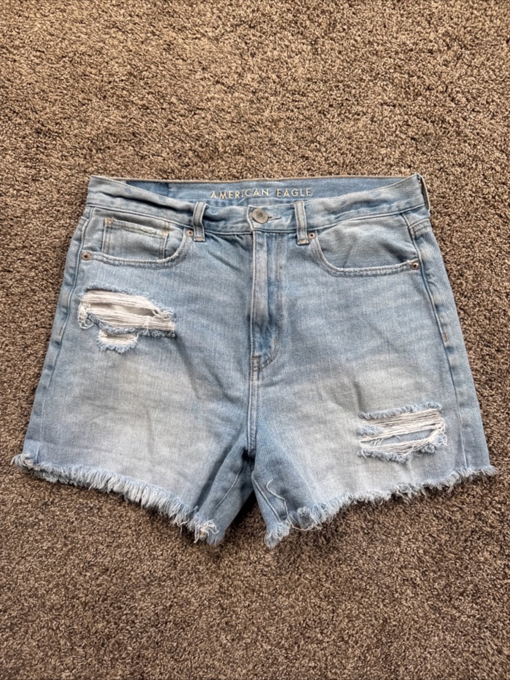 American Eagle Outfitters Womens Size 6 Light Wash Distressed Jean MomShorts GUC